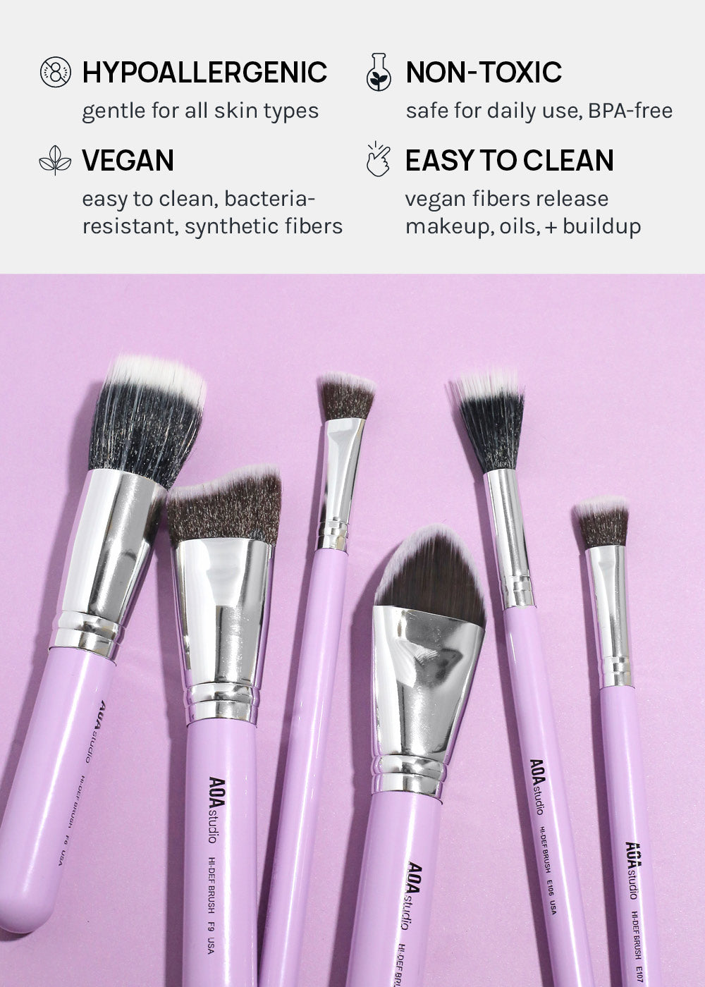 AOA UltraViolet Single Face Brushes