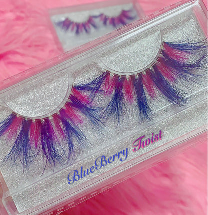 Inked Doll Cosmetics - *BLUEBERRY TWIST* (Blue/Fuschia/Purple) DreamDoll Color Lashes!
