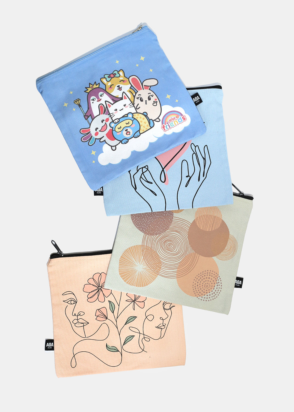 A+ Large Canvas Bag - Floral Girls Sketch