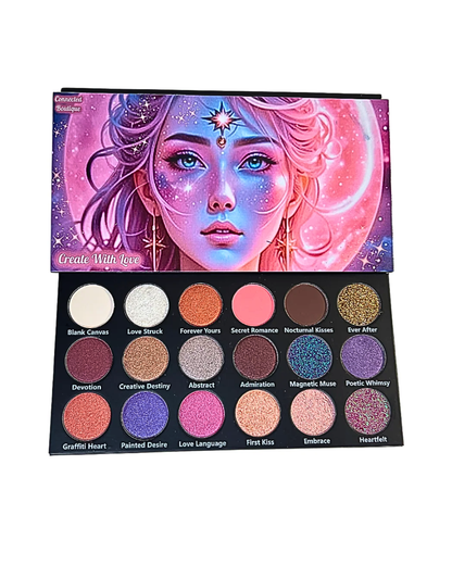 Connected Boutique - Create With Love 18‐Shade Eyeshadow Palette – Mattes, Shimmers & Glitters