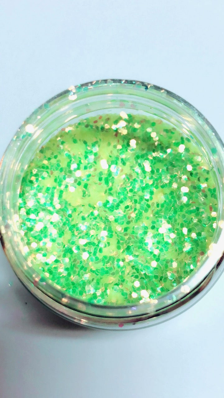 Inked Doll Cosmetics - ELECTRIC LIME! *UV* Chunky Iridescent Glamdoll Glitter
