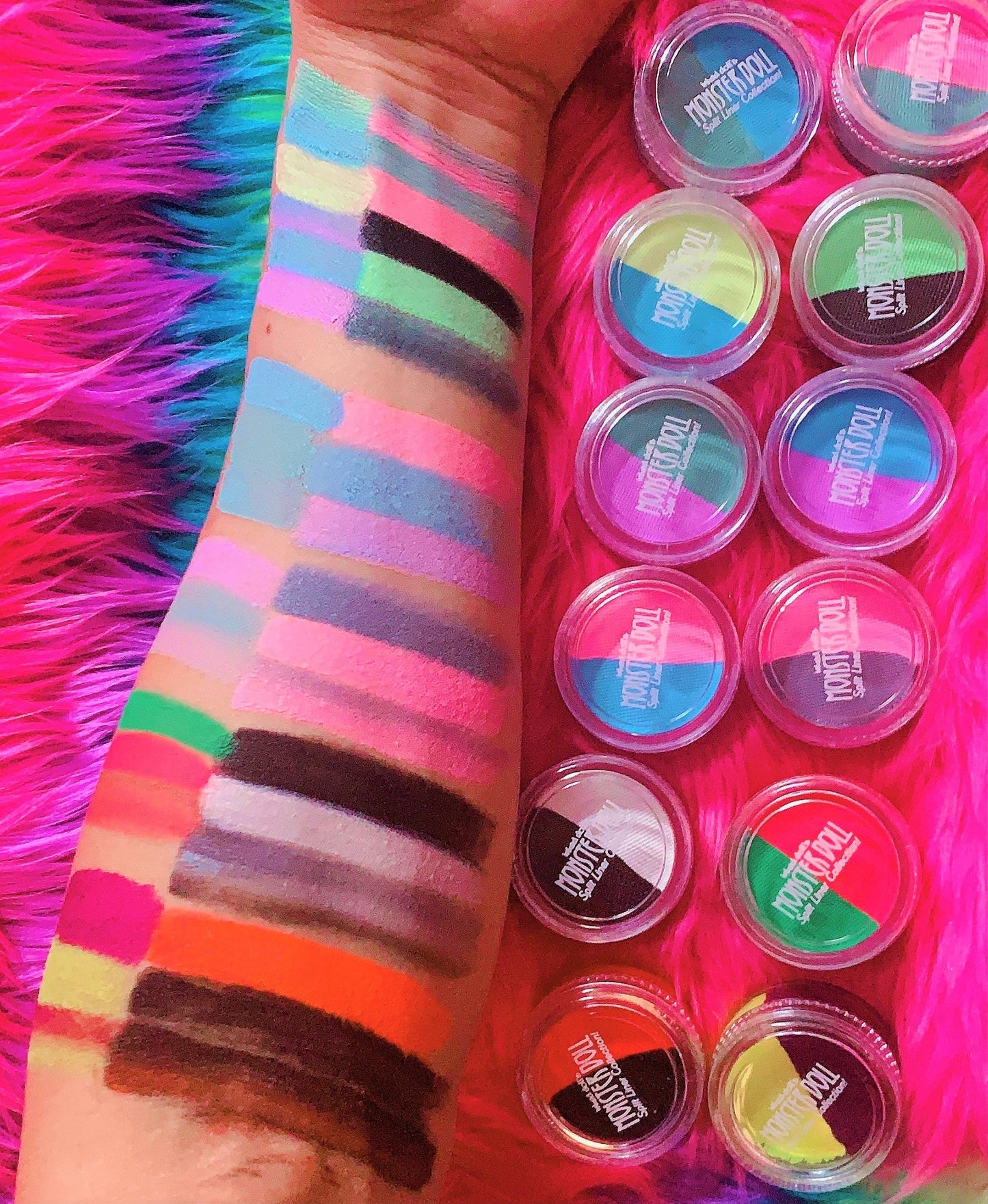 Inked Doll Cosmetics - (HUGE!) Monster Doll HONEY SWAMP *UV NEON PASTEL* Split Liner/Face/Body Paint