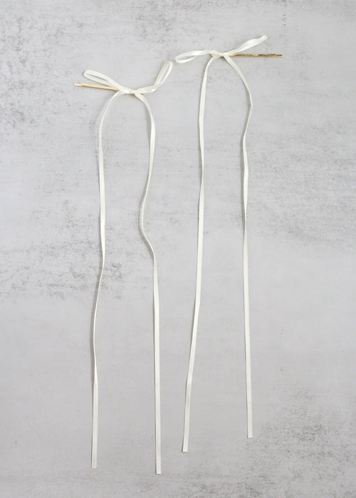 Cute 2 PC Thin Hair Bow Pins