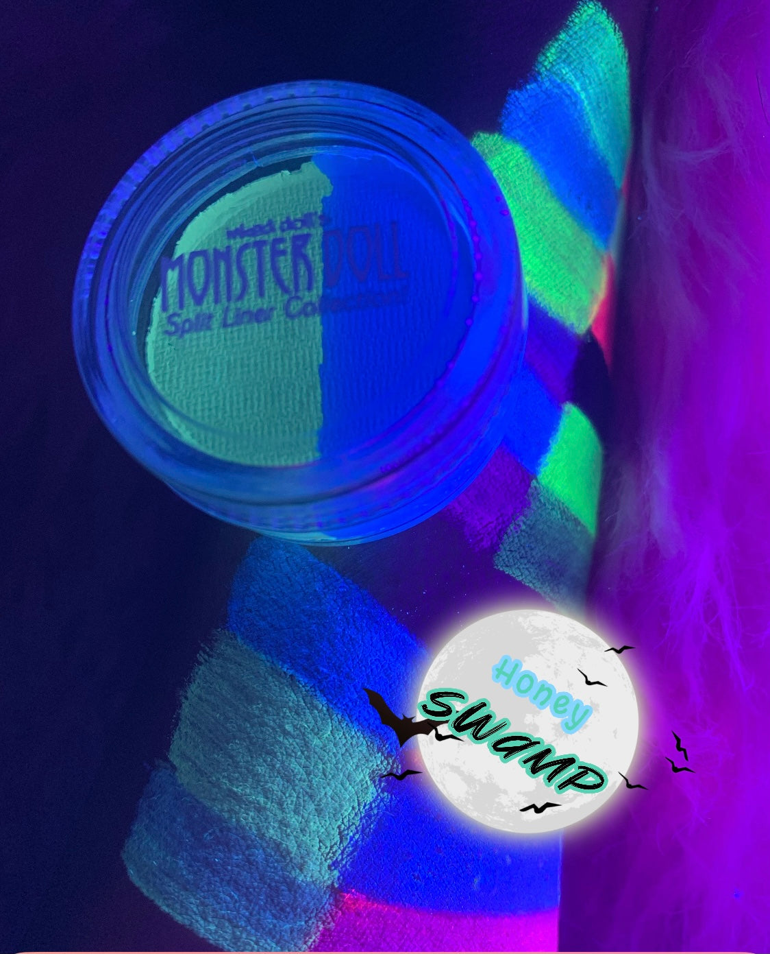 Inked Doll Cosmetics - (HUGE!) Monster Doll HONEY SWAMP *UV NEON PASTEL* Split Liner/Face/Body Paint