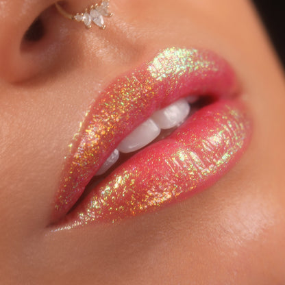 Luna Chroma Gloss (Light Pink/Gold) - Multichrome Lip Gloss - Glisten Cosmetics