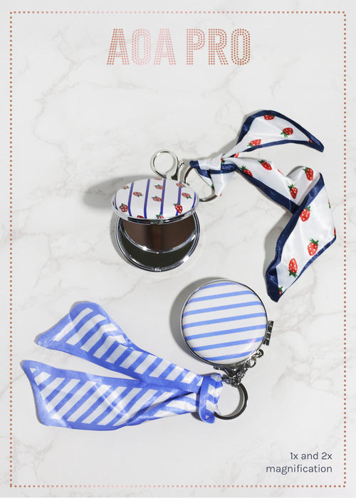 AOA Pro Double-Sided Compact Mirror – Striped Keychain