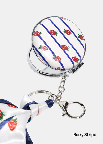 AOA Pro Double-Sided Compact Mirror – Striped Keychain