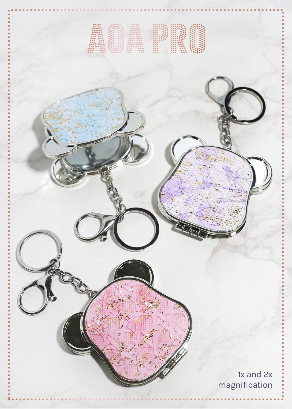 AOA Pro Double-Sided Compact Mirror – Bear Keychain