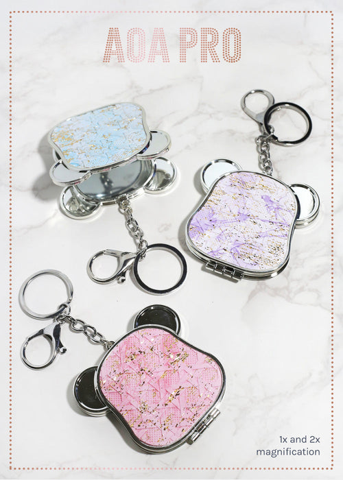 AOA Pro Double-Sided Compact Mirror – Bear Keychain