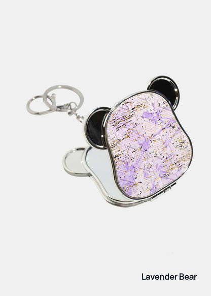 AOA Pro Double-Sided Compact Mirror – Bear Keychain