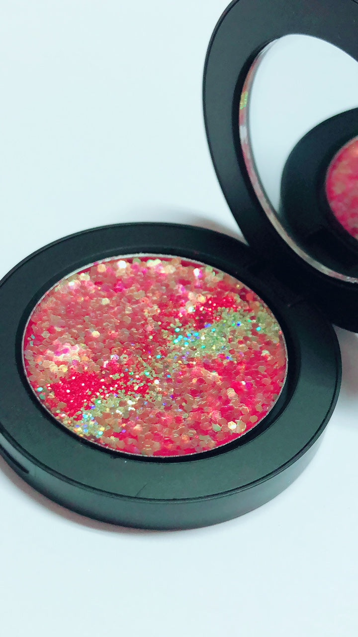 Inked Doll Cosmetics - "RED DRAGON !" Single Pressed Glitter Palette