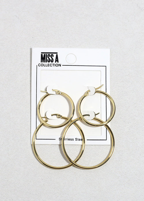 Classic Stainless Steel Hoop Earring Set