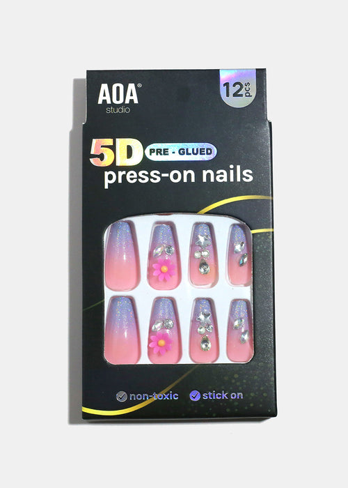 AOA Studio Cotton Candy Bloom 5D Pre-Glued Press-On Nails