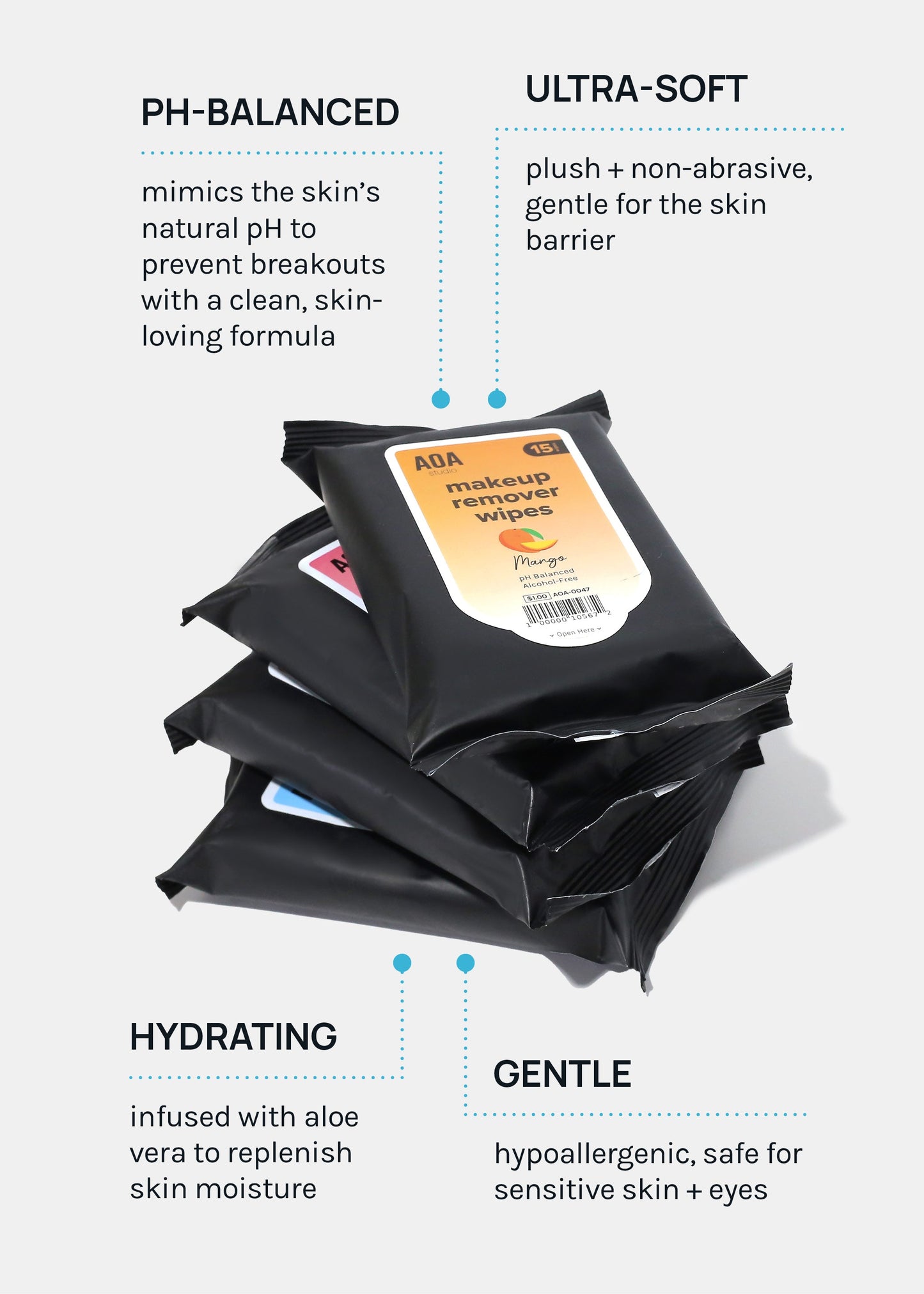 AOA Makeup Remover Wipes - Rose Water