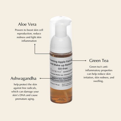 EpiLynx - Gentle, Oil-Free Foaming Apple Cleanser for Sensitive & Acne-Prone Skin | Vegan, allergen-friendly, sulfate & paraben free | Purifying, hydrating face wash for all skin types