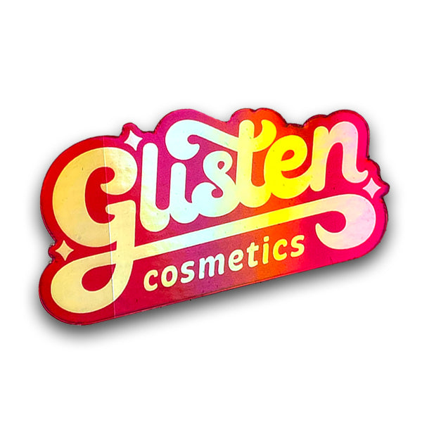 Glisten Pink Logo Sticker - Holographic - Glisten Cosmetics