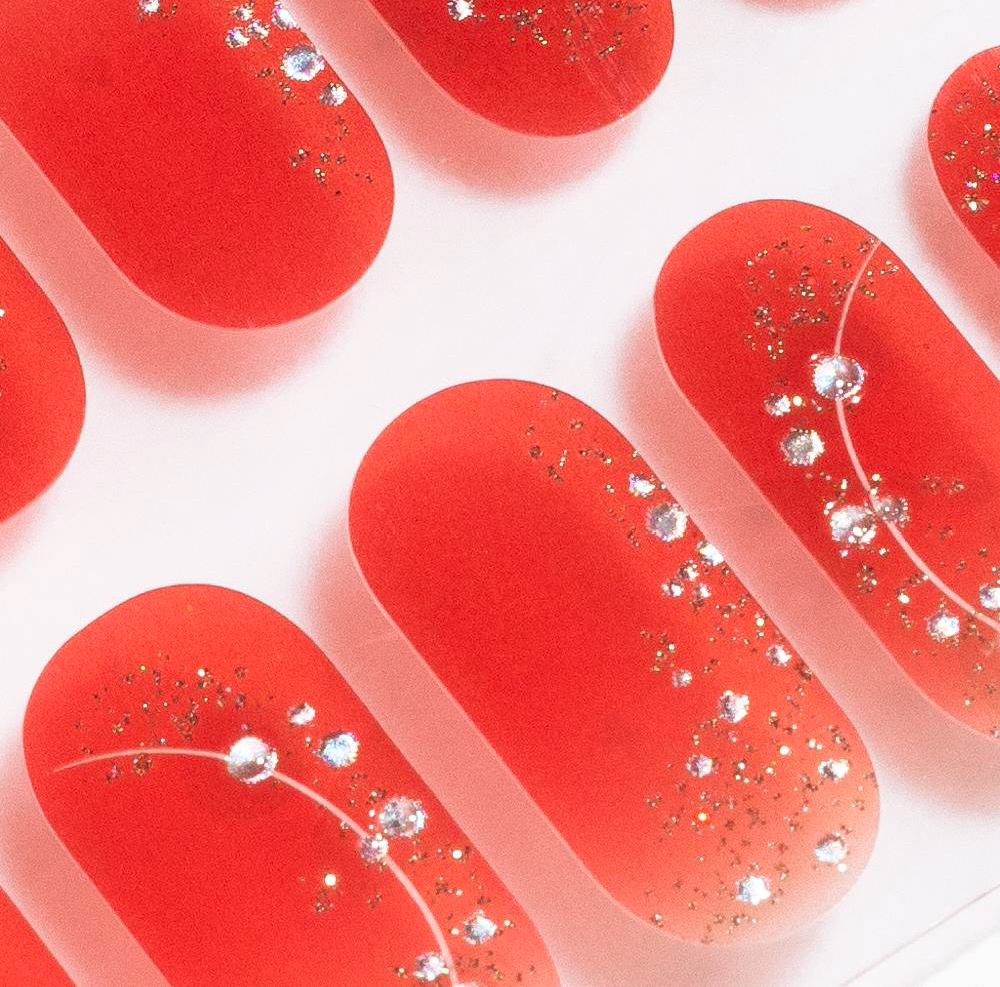 Candied Nails - Red Shimmer Gel Nails