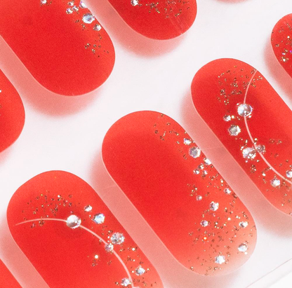 Candied Nails - Red Shimmer Gel Nails
